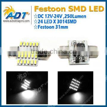 10* 31mm 3014 24 Led Smd Festoon Dome Light Lamp
