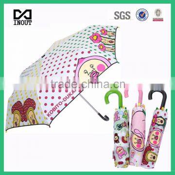 Kid cartton famous print gift aluminum crook handle umbrella