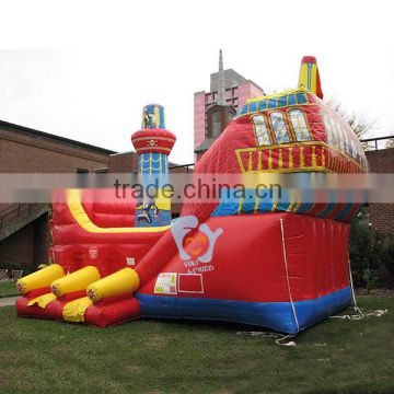 0.55mm pvc tarpaulin inflatable pirate ship water slide bounce