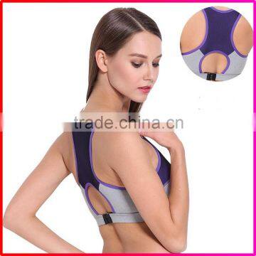 Sexy polyster breathable woman sport bra with pads