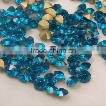 big size ss39 8mm blue zircon pointback chaton