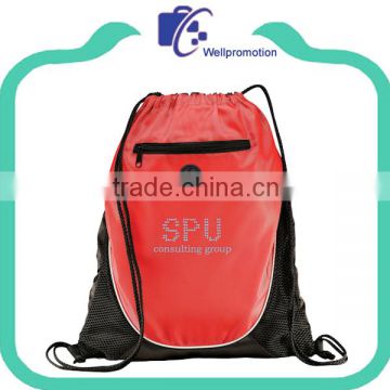 Wholesale polyester sports drawstring bags backpack with logo