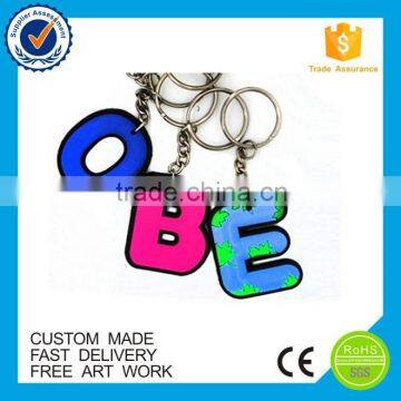 Alphabet shape soft pvc custom design keychain