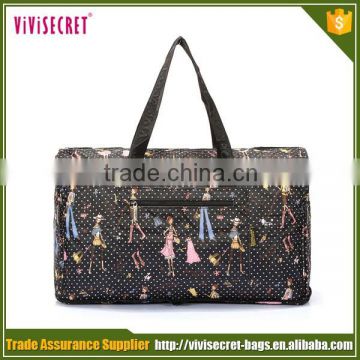 cartoon printed duffle travel bag with water bottle holder