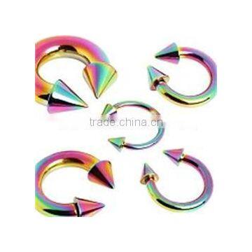 Wholesale rainbow Curved Spike Barbell body piercing jewelry