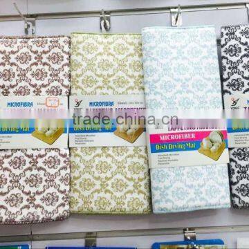100%polyester Microfiber Dish Mat With Card Packing Rubber Dish Drying Mat photo-3