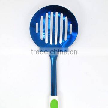 Non-stick TPR Handle 100% Food Grade Titanize Kitchen Slotted Skimmer photo-3