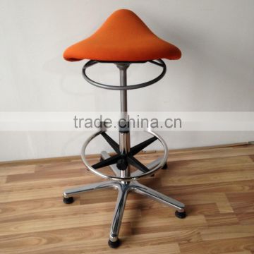 Yellow Fabric Footrest Saddle Design Aluminum Bar Chair HY1034