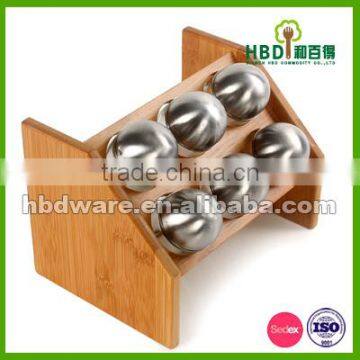 Hot Selling Bamboo Rack Set With Six Glass Spice Jars Wholesale photo-2