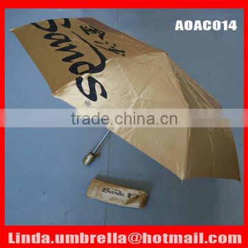 [AOAC014] Golden umbrella, Satin umbrella, Automatic open&close umbrella, 3 folding umbrella