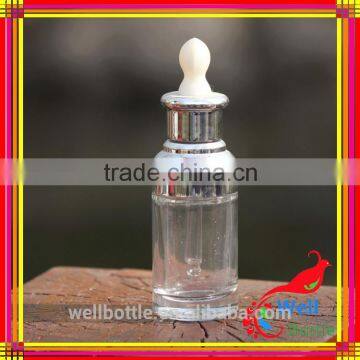 20ml Slant Shoulder Glass Liquid Foundation Bottles With Shiny Silver Lotion Pump photo-5