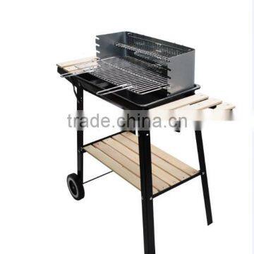 Hardwood adjustable height grill ceramic charcoal bbq