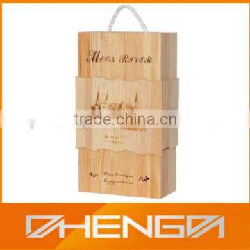 China Manufacturer 2 Bottles Fancy Handle Wine Wedding Gift Box (ZDW13-W029)