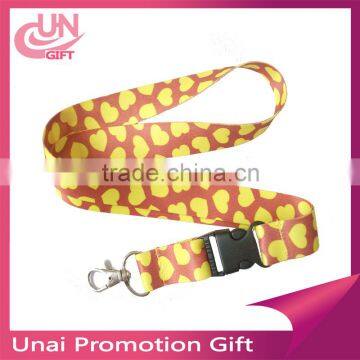 Yellow and blue Hearts Leopard Printed Neck Lanyard Strap Mobile Phone ID Keychain made in China