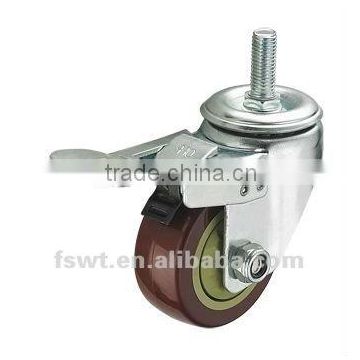 3''-4''Single Bearing Screw Type Total Brake PU Caster Wheel