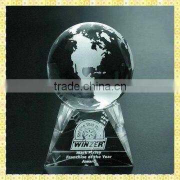 Best Seller Laser Engraved Crystal Earth Ball Trophies For Desktop Centerpieces