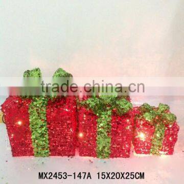 Party Christmas Decoration - Glitter Gift Box S/3