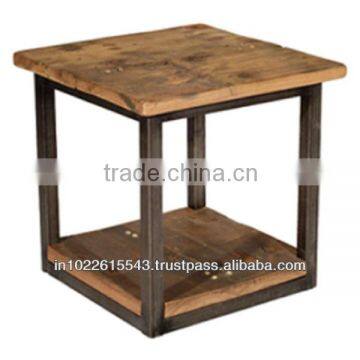 INDUSTRIAL Side TABLE, Metal Wood Side TABLE