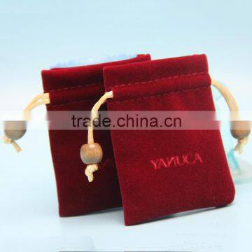 wholesale hot selling small velvet jewelry pouch with customzied logo printed