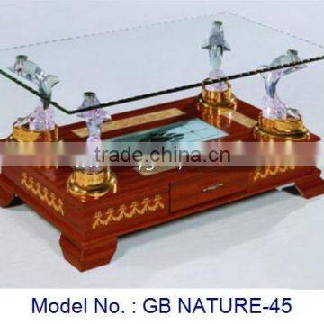 Special Design Glass Tea Table With Dolphin Decoration In Modern Luxury Appearance For Living Room Furniture Uphosterly