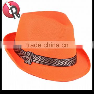 felt orange fedora hat