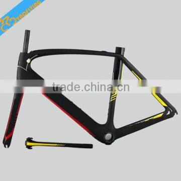 New Model yellow chinese carbon road bike frame,Beautiful Chinese Carbon Bike Frame For Racing