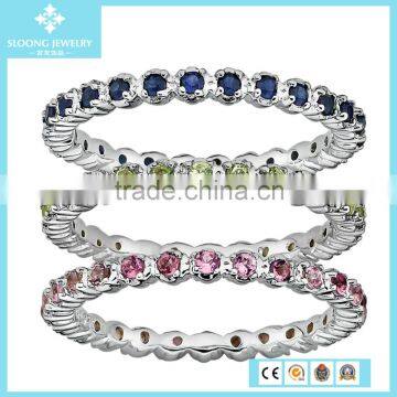 Multi Color 925 Sterling Silver Crystal Ring Designs for Women