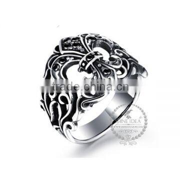 17MM Stainless steel vintage antiqued silver hollow ring fashion ring steam punk jewelry 6240011