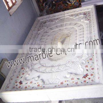 MARBLE CARVED GARDEN FOUNTAIN, Marble Inlay Fountain