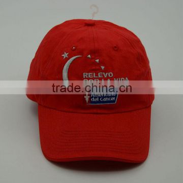 Cotton embroidery 6 panels baseball cap in red