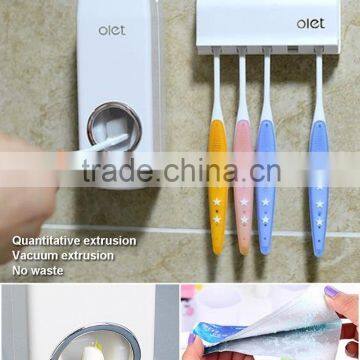 Toothpaste Dispenser Wall Mounted Automatic Toothpaste Squeezer Toilet Brush Holder Hands Free Dust-proof Toothpaste Squeezer photo-2