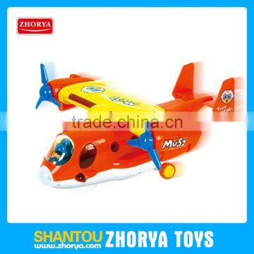 Cartoon jet plane toys bump and go musical BO plane battery operated plane toys with pilot