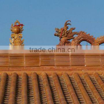 Decorative ridge tiles and Chinese dragon finials