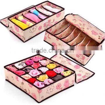 Laminated Nonwoven Floral Print Bra Organizer Set with 3 pcs (BMZ009)