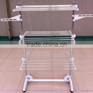 Multi Color Clothes Garment Drying Hanger Rack and Large Capacity Rack With 3 Levels and Bar for Sheets photo-3