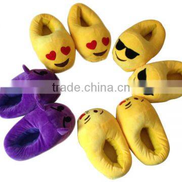 Indoor Embroiderey Plush Cotton Fabric Sunglasses Emoji Slipper