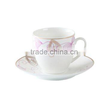 Factory Directly Sell Bone China Coffee Cup and Saucer Set Fine China Porcelain Tea Cup and Saucer With Golden Design photo-3