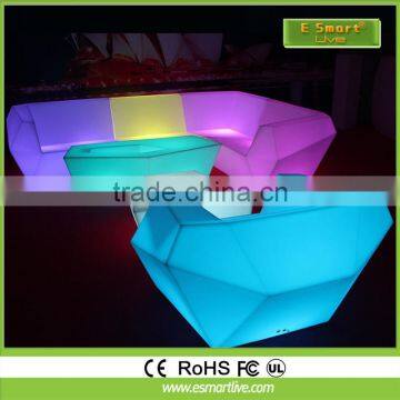 New Designs Light up Plastic 16 Color Changing living room furniture L shaped LED Sofa