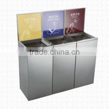 Stainless Steel Triple Waste Bins Recycl Bin for Shopping Mall photo-3