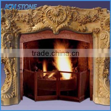 Natural stone hand carved marble fireplace mantel