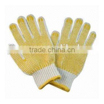 7gauge bleach white color wholesale fashion field glove/dot coated PVC glove