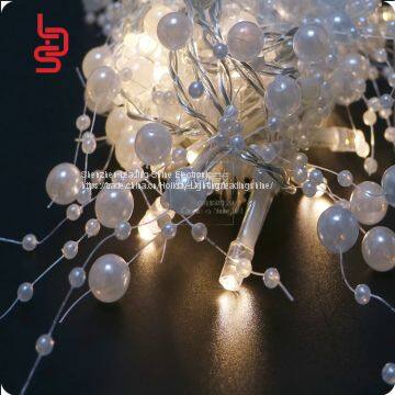 2AA 20 Led White Rose Pearl Wedding Decoration Warm White Decoration Light String photo-5