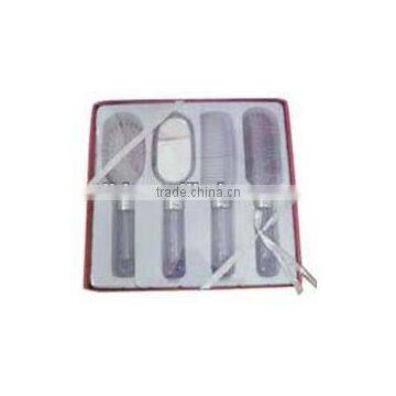 PLASTIC HAIR BRUSH, COMB ADN MIRROR SET