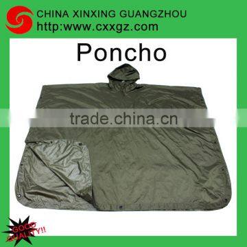 Re-usable durable olive green military rain poncho raincoat with polyester/nylon sale