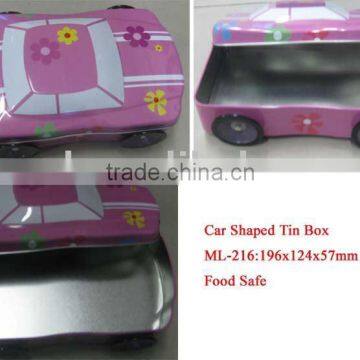 Tin Car Box with 4 wheels, Car Tin