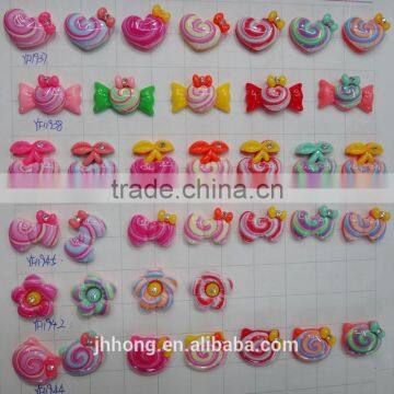 Halloween Yellow candy beads.Wholesale Jewelry Flatback Resin Lollipop Resin Cabochons