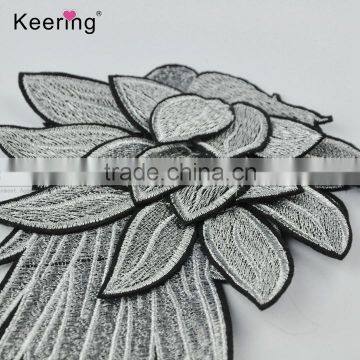 Pretty Lotus Flower Decoration Clothing Embroidery Patch Pair WEF-020 photo-4