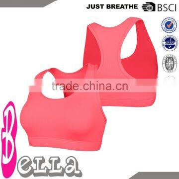 Red colorful OEM padded dri-fit custom blank racerback sports bra