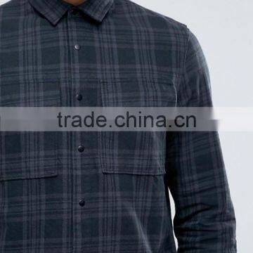 Long Sleeve Point Collar Two Chest Pocket Mens Pre-Shrunk 100% Cotton Breathable Comfort Fit Casual Check Shirts photo-3