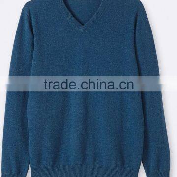 High Quality Men's V-neck Cashmere Sweater Blue (BKNM14) photo-3